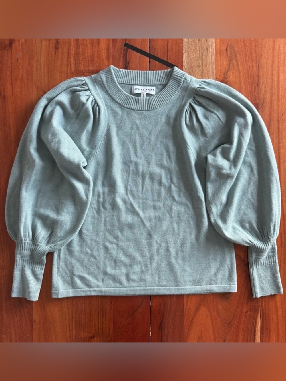 Apiece Apart Dewi Puff Sleeve Sweater In Sage Green
